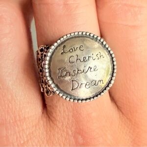 Retired Silpada "Love Cherish Inspire Dream" R2821  Sterling Silver Ring…